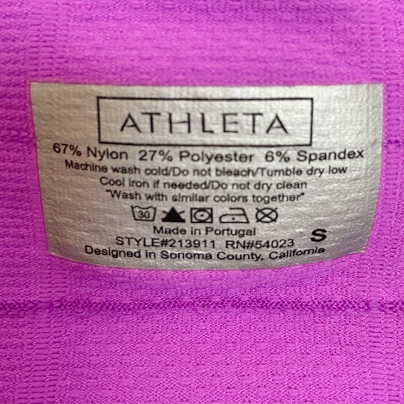 Athleta Magenta Striped Fastest Track Tee Shirt Size Small - Picture 7 of 7
